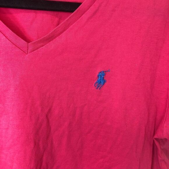 Ralph Lauren Sport pink v neck tee shirt, size large - Picture 3 of 7